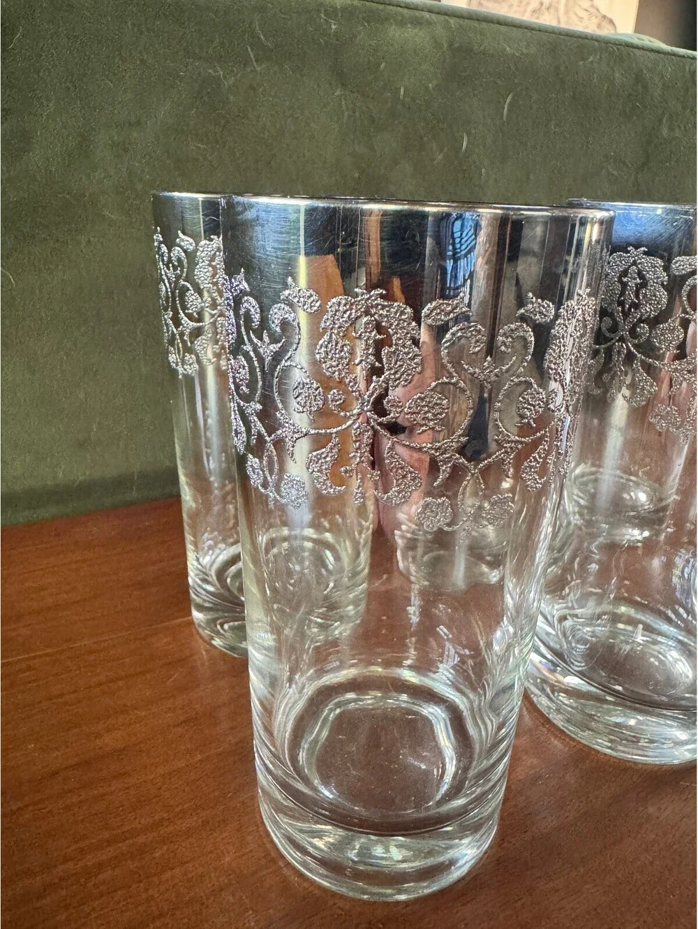 6 Vintage MCM Royal Luster Silver Madeira Highball Glasses - Mint Condition